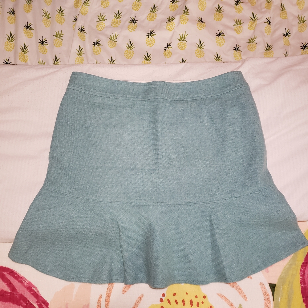 GAP Heathered Teal Wool Knee-Length Skirt